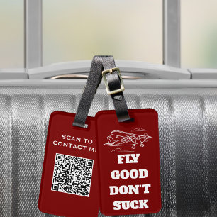 Étiquette À Bagage Voyage Drôle “Fly Good Don’t Suck” et Avion