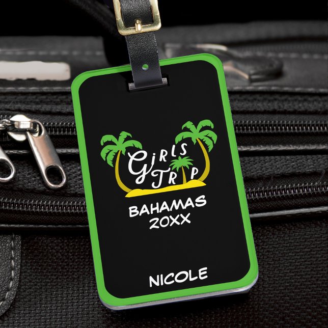 Étiquette À Bagage Voyage entre filles aux Bahamas Île des Caraïbes (Girls Trip Bahamas Vacation Caribbean Island Luggage Tag)