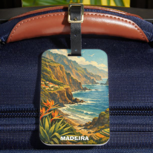 Étiquette À Bagage Voyage Falaises Côtières Madère Portugal Vintage