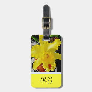 Étiquette À Bagage Voyage Fleur d'Orchidée Jaune