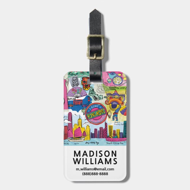 Étiquette À Bagage Voyage mondial - Hong Kong (Devant Vertical)