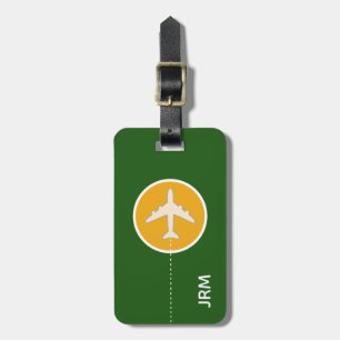 Étiquette À Bagage voyage personnalisé en avion vert jaune