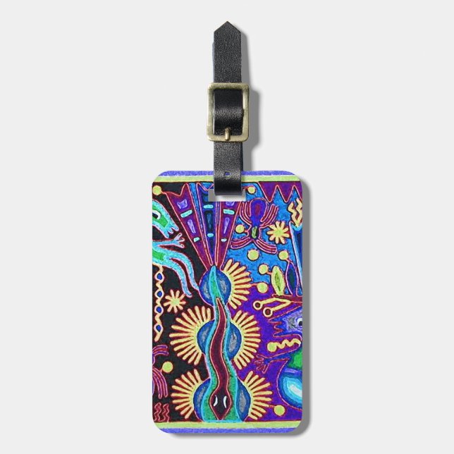 Étiquette À Bagage Voyage tribal maya mexicain de Boho d'art d'Oaxaca (Devant Vertical)