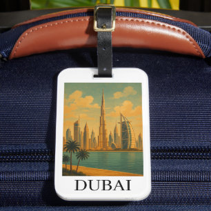 Étiquette À Bagage Voyage Vintage à Dubaï – Silhouette rétro des Émir
