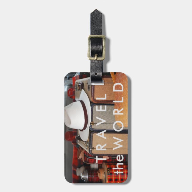 Étiquette À Bagage Voyagent le monde - étiquette de bagage de style (Devant Vertical)