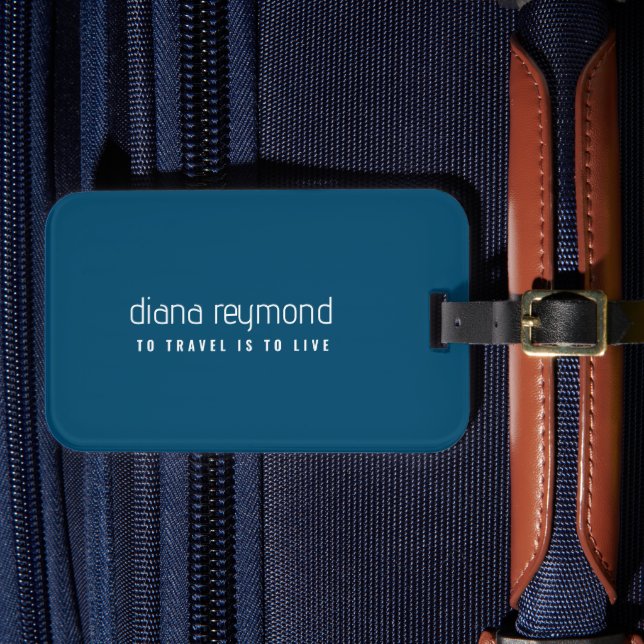 Étiquette À Bagage 'Voyager c'est vivre' simple minimaliste (Insitu Rectoal 4)