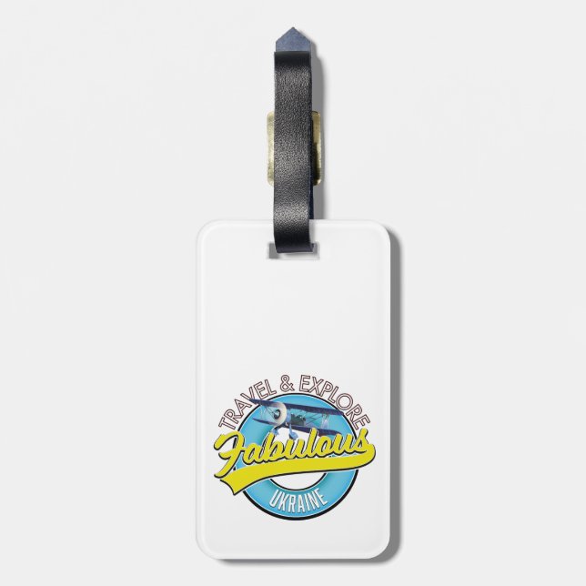 Étiquette À Bagage voyager explorer fabuleux logo Ukraine (Dos Vertical)
