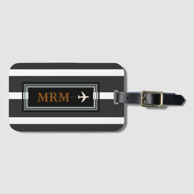 Étiquette À Bagage Voyageur Classé Monogrammes Initiales (Devant Horizontal)