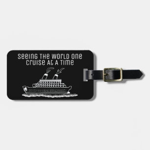 Étiquette À Bagage Voyageur de bateau de croisière drôle simple noir 