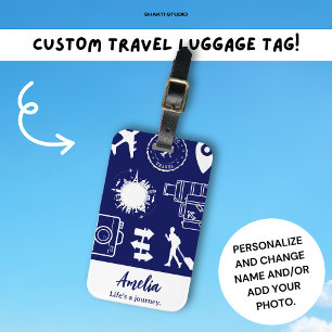 Étiquette À Bagage Voyageurs Citation de Voyage Cadeau Personnalisé p