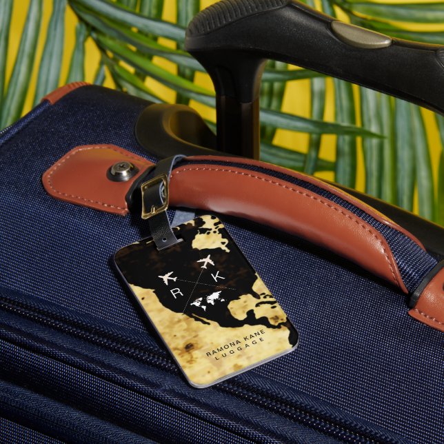 Étiquette À Bagage Voyageurs Nom Modern USA Map World (Insitu Rectoal 1)