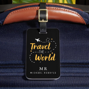 Étiquette À Bagage Voyagez à travers le monde - Monogramme personnali