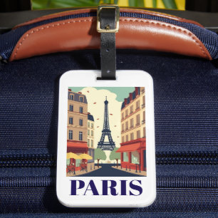 Étiquette À Bagage Vue de la Tour Eiffel de Paris Voyage Vintage