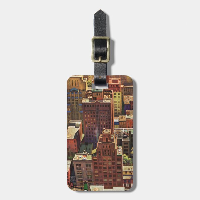 Étiquette À Bagage Vue de New York par John Falter (Devant Vertical)