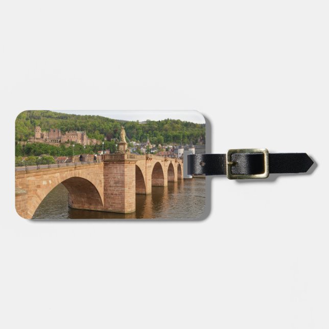 Étiquette À Bagage Vue d'Heidelberg avec le Neckar (Devant horizontal)