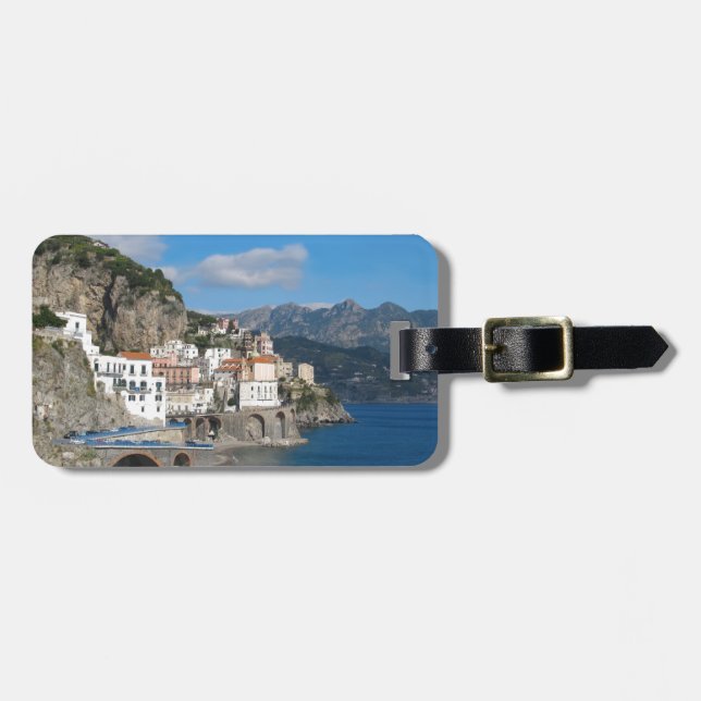 Étiquette À Bagage Vue éloignée d'Atrani sur la côte d'Amalfi (Devant horizontal)