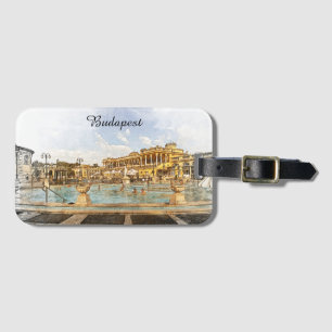 Étiquette À Bagage Vue panoramique de Budapest Hongrie vintage