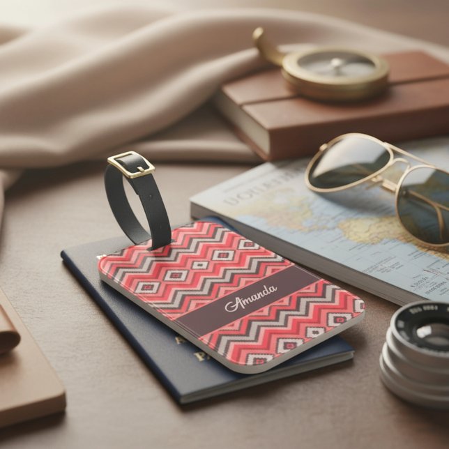 Étiquette À Bagage Warm Chevron (Créateur téléchargé)