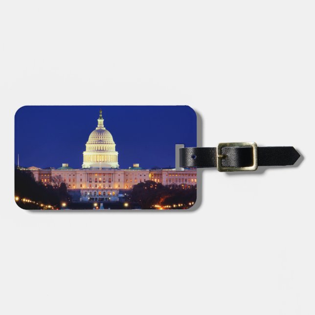 Étiquette À Bagage Washington DC Capitol américain à Dusk (Devant horizontal)