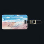 Étiquette À Bagage Watercolor Beach Nom personnalisé<br><div class="desc">Aquarelle de plage peinture nom personnalisé étiquette bagages</div>