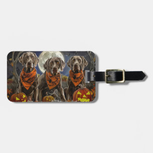 Étiquette À Bagage Weimaraner Halloween Épouvantable 