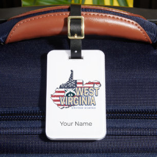 Étiquette À Bagage West Virginia États-Unis Carte Retro Vintage USA