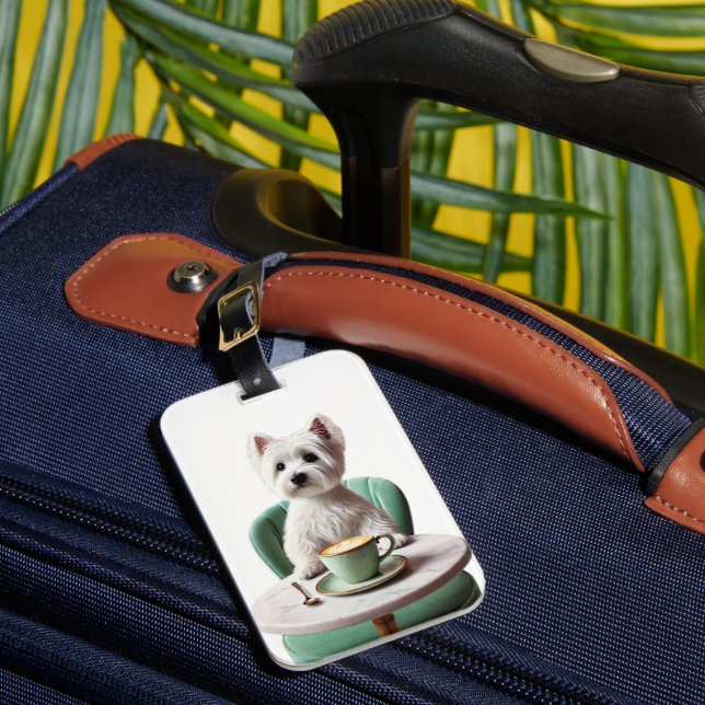 Étiquette À Bagage Westie ayant un latte (Insitu Rectoal 1)