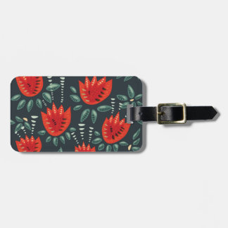 Étiquette À Bagage Whimsical Red Tulips Floral Art - Printemps Abstra