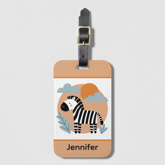 Étiquette À Bagage Whimsical Zebra Scandinave Influencée (Devant Vertical)