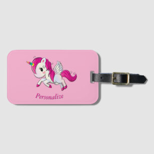 Étiquette À Bagage Whimsicle Flying Unicorn Pegasus Rainbow Horn