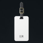 Étiquette À Bagage White and Black I Modern Monogram<br><div class="desc">This modern luggage tag design features a rich white background,  with your initials in bold black text for a look that is simple and stylish,  yet professional.</div>