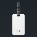 Étiquette À Bagage White and Black I Modern Monogram<br><div class="desc">This modern luggage tag design features a rich white background,  with your initials in bold black text for a look that is simple and stylish,  yet professional.</div>