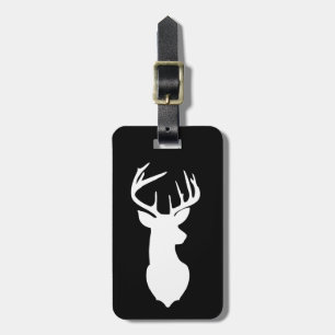 Étiquette À Bagage White Deer Buck Hunter Black White Customisé