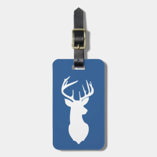 Étiquette À Bagage White Deer Buck Hunter Navy Bleu Blanc Customisé