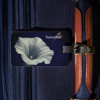 Étiquette À Bagage White Morning Glory Flower Gros plan Personnalisé