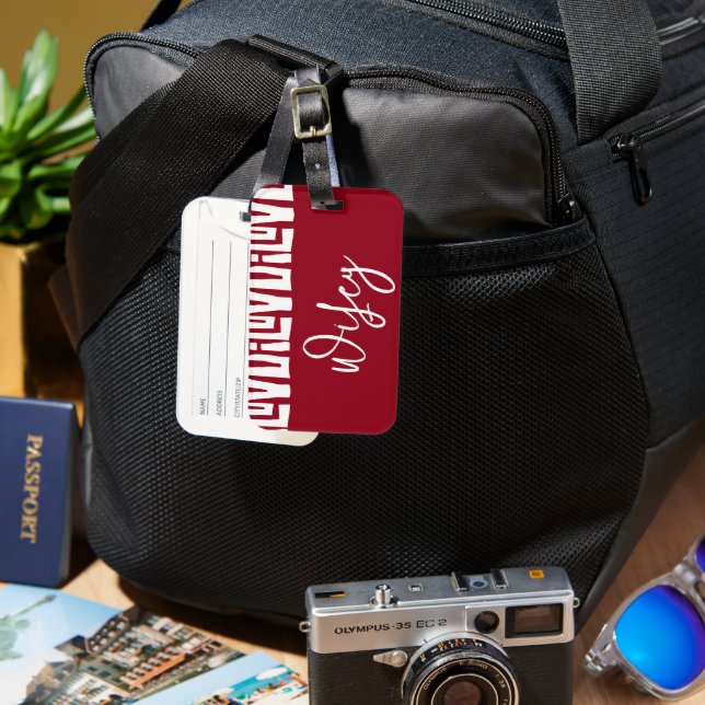 Étiquette À Bagage Wifey Tribal Africain Rouge et Blanc MRS. (Recto & Verso)