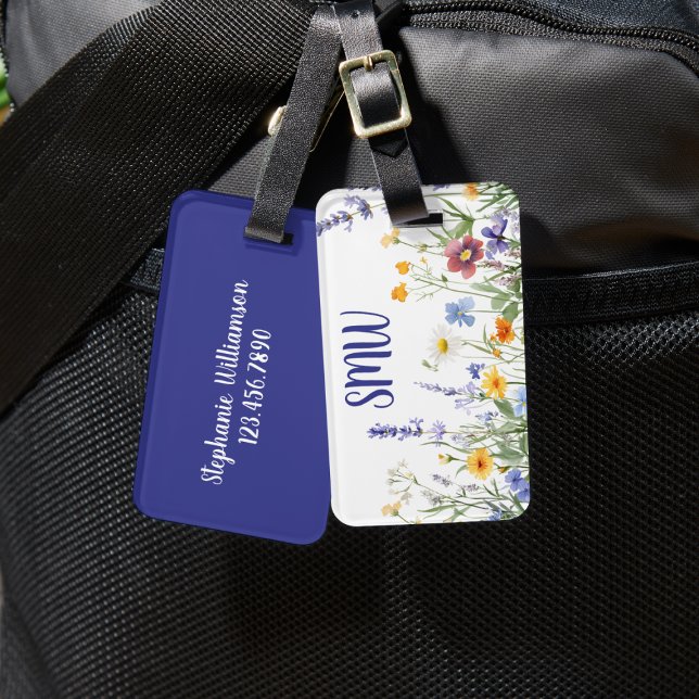 Étiquette À Bagage Wildflower Garden (Wildflower personalized monogram luggage tag)