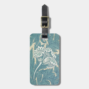 Étiquette À Bagage William Morris Classique Tulipe Bleu Floral