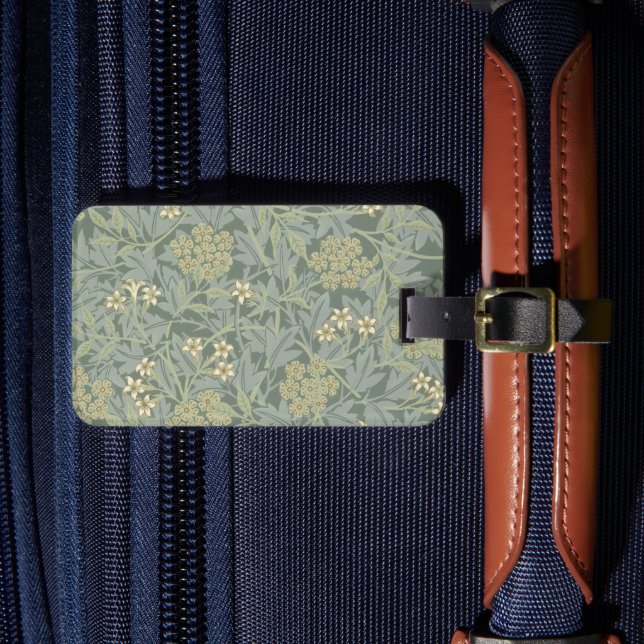 Étiquette À Bagage William Morris Jasmine Bleu Vert Art Botanique (Insitu Rectoal 4)