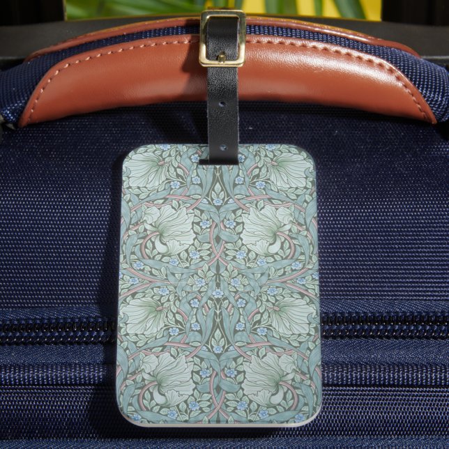 Étiquette À Bagage William Morris - Pimpernel : Fleurs bleues et vert (Insitu Rectoal 2)