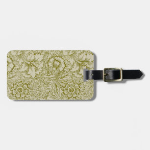 Étiquette À Bagage William Morris Poppy Classic Floral Green