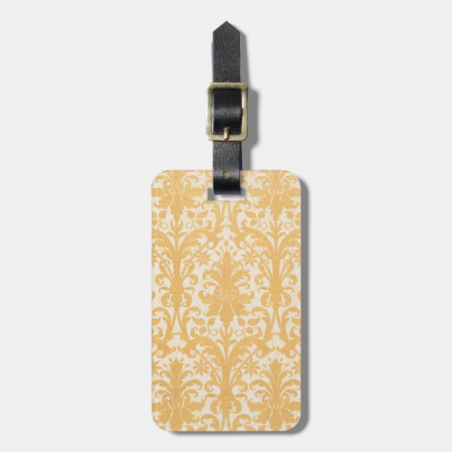 Étiquette À Bagage William Morris Saule & Or Damassé Luxe (Devant Vertical)