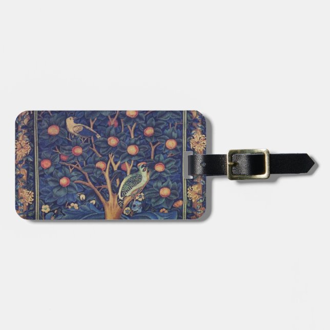 Étiquette À Bagage William Morris Woodpecker Tapestry Arts & Artisana (Devant horizontal)