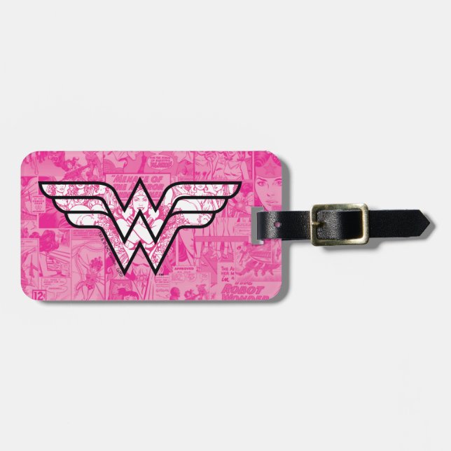 Étiquette À Bagage Wonder Woman Pink Comic Book Collage Logo (Devant horizontal)