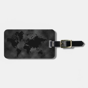 Étiquette À Bagage World Map Faux Professional Black Metal