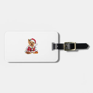 Étiquette À Bagage Xmas Lighting Santa Yorkshire Terrier Dog Christma