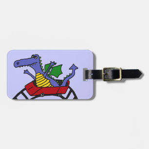 Étiquette À Bagage XX dragon drôle sur des montagnes russes