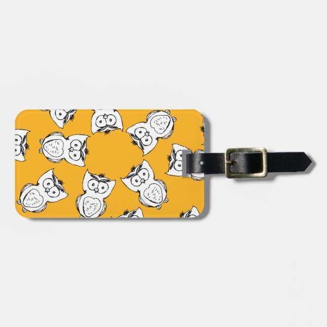 Étiquette À Bagage Yellow Cute Animal Pattern (Devant horizontal)