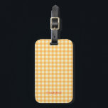 Étiquette À Bagage Yellow Orange Ish Preppy En vichy Plaid<br><div class="desc">Moderne et tendance en vichy plaid motif en été préféré jaune et pêche couleur orange.</div>