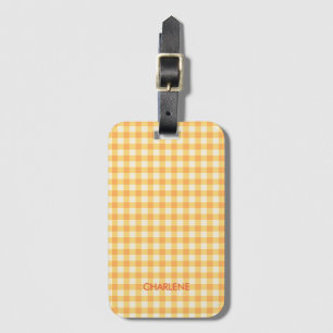 Étiquette À Bagage Yellow Orange Ish Preppy En vichy Plaid